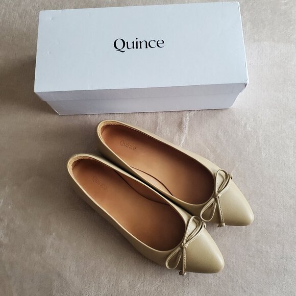 Quince Italian Leather Bow Pointed Women’s Flats Size 7 Color Almond Like new - Picture 6 of 14